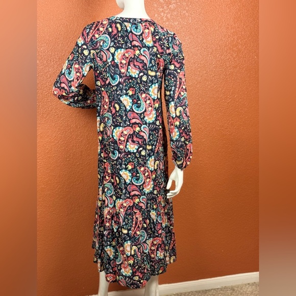 LOFT Multicolor Paisley Long Sleeve Dress Size Medium. E70 - Picture 15 of 17